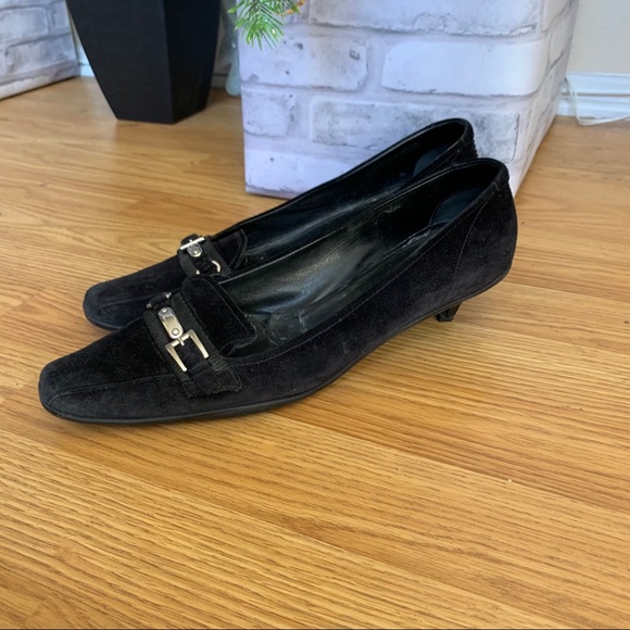 PRADA Suede Kitten Heel Square Toe - Picture 2 of 8